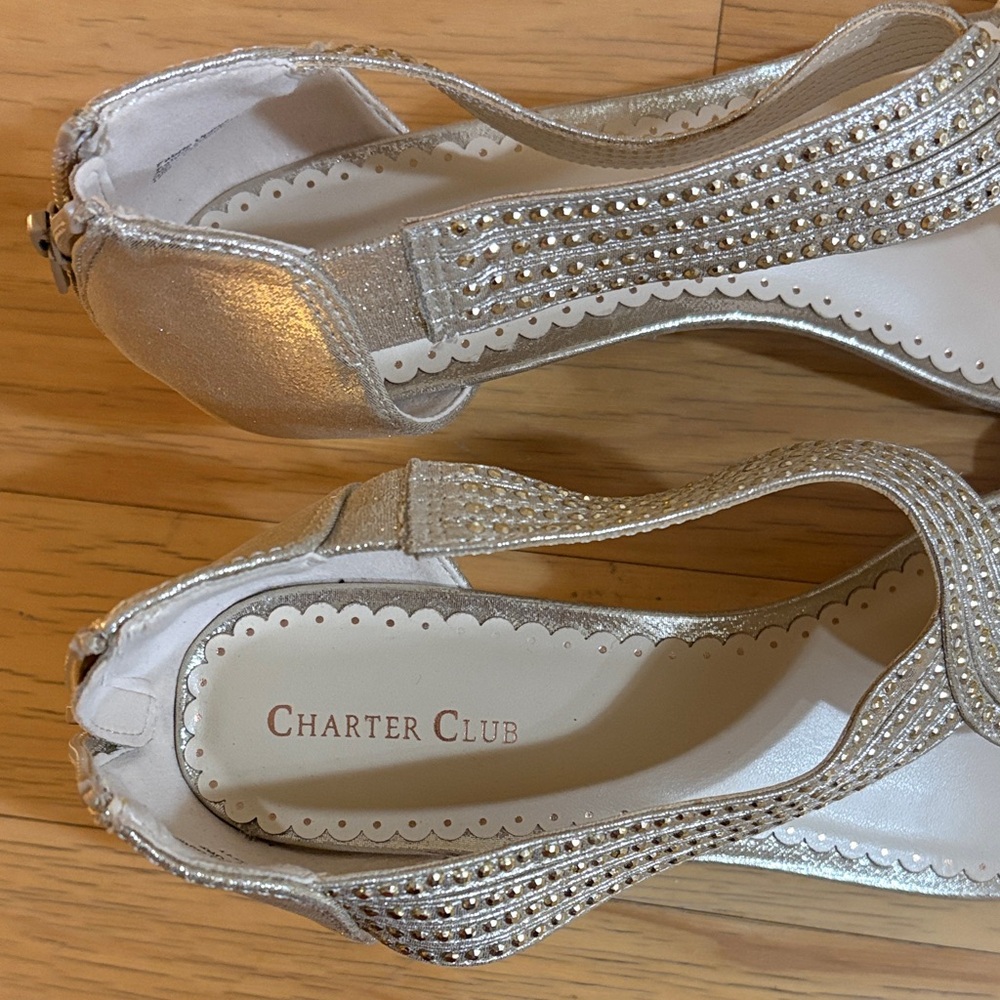 Charter Club Silver Heeled Sandals. Size 12. NOWT. - Picture 2 of 6